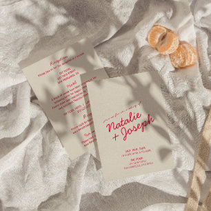 Modern Retro Whimsical Script All In One Wedding Invitation