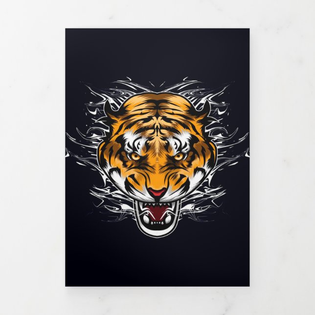 Modern Retro Wolf Artwork | For Mum Dad Tri-Fold Announcement (Cover)