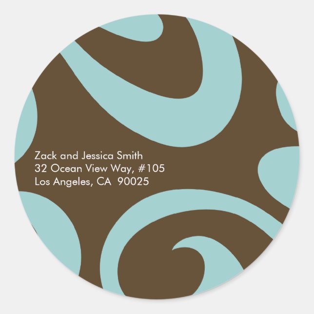 Modern Return Address Label - Brown & Blue (Front)