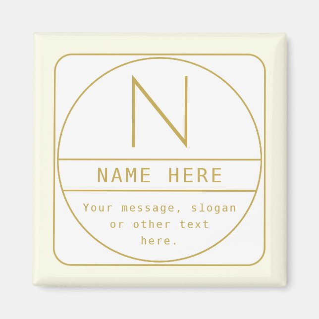 Modern Return Address & Monogram | Dark Brown Rust Magnet (Front)