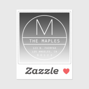 Modern Return Address & Monogram   Gradient Black