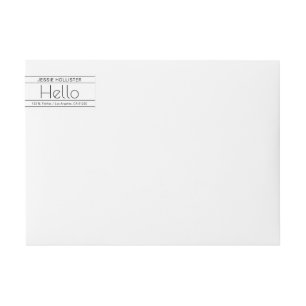Modern Return Address w/word "Hello" White & Black Wrap Around Label