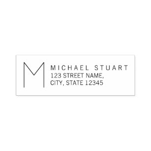Modern Return Address with Monogram Self-inking Stamp