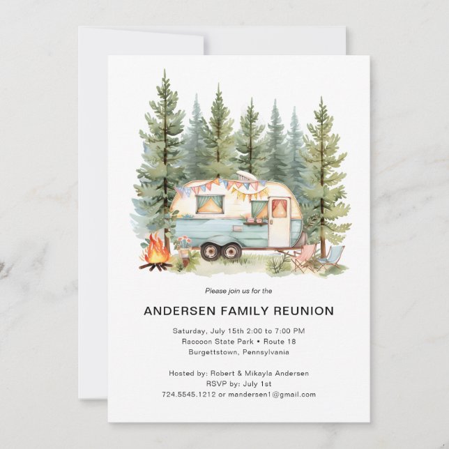 Modern Reunion Rustic Forest Simple Invitation  (Front)