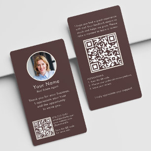 Modern Review Request with QR Code And Photo Boho Business Card