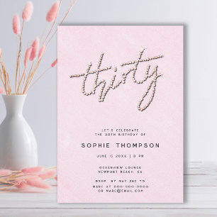 Modern Rhinestones Sweet Pink Chic 30th Birthday Invitation