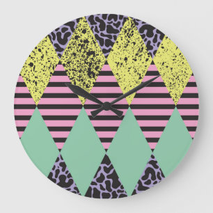 Modern Rhombus: Abstract Seamless Style. Large Clock