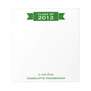 Modern ribbon green banner class year student notepad