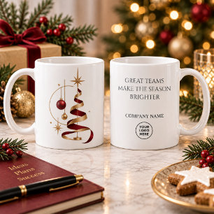 Modern Ribbon Tree Employee Christmas Gift Coffee Mug