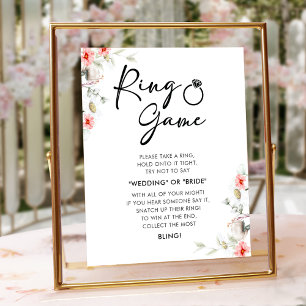 Modern Ring Game Floral Bridal Shower Sign