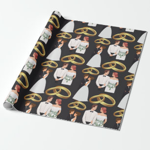 MODERN  RINGS Wedding Day  Wrapping Paper