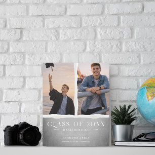 Modern Ripped Paper Graduation Photo Keepsake Plaque