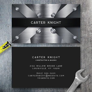 Modern Riveted Steel Metal Business Card