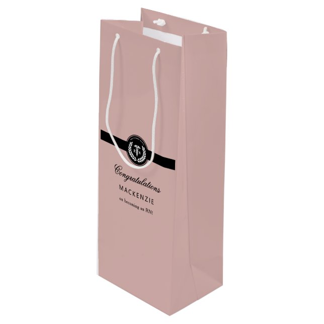 Modern RN Nursing School Graduation Custom Wine Gift Bag (Front Angled)