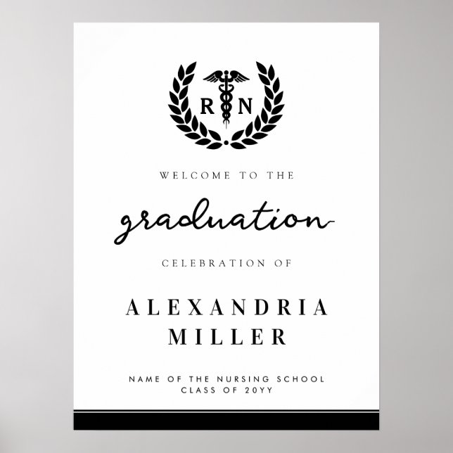 Modern RN Nursing School Graduation Welcome Sign (Front)