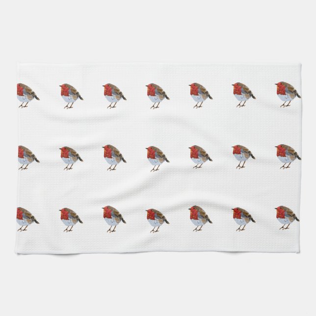 Modern Robin Illustration Tea Towel (Horizontal)