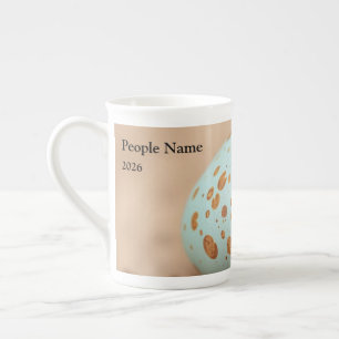 Modern Robin's Egg Speckle Personalised Bone China Mug