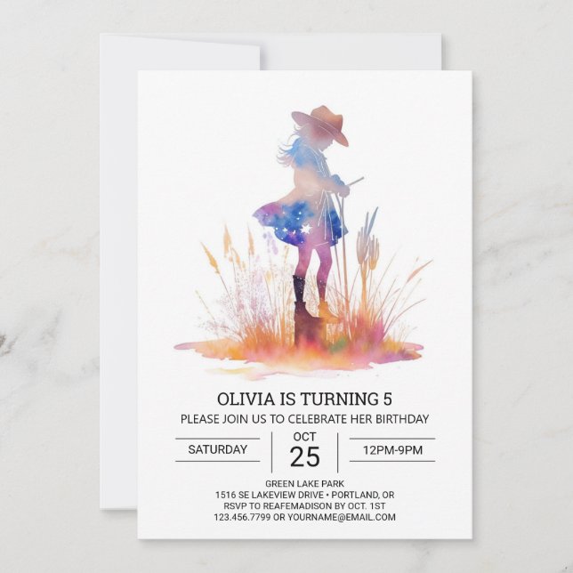 Modern Rodeo Cowgirl Birthday Invitation (Front)