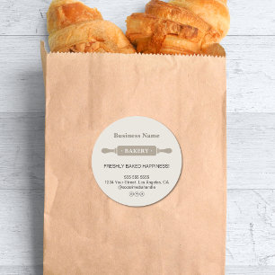 Modern Rolling Pin Bakery Business Classic Round Sticker