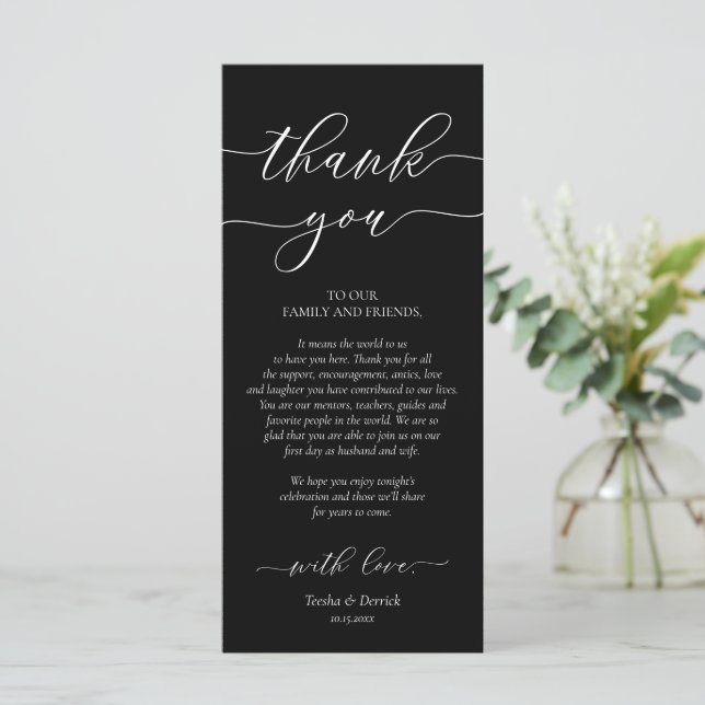 Modern Romance Dinner Place Setting Thank You Card (Standing Front)