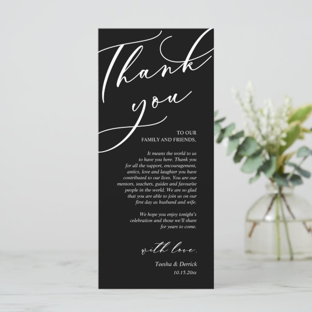 Modern Romance Dinner Place Setting Thank You Card (Standing Front)