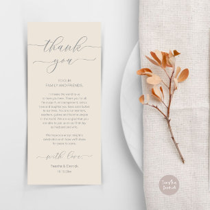 Modern Romance Dinner Place Setting Thank You Card