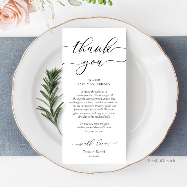 Modern Romance Dinner Place Setting Thank You Card (Creator Uploaded)