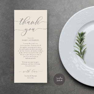 Modern Romance Dinner Place Setting Thank You Card