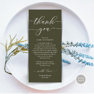 Modern Romance Dinner Place Setting Thank You Card