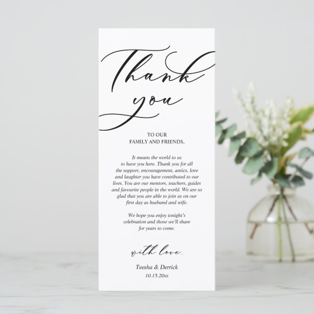 Modern Romance Dinner Place Setting Thank You Card (Standing Front)