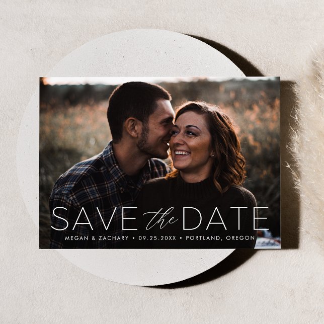 Modern Romance White Overlay Photo Save The Date (Creator Uploaded)