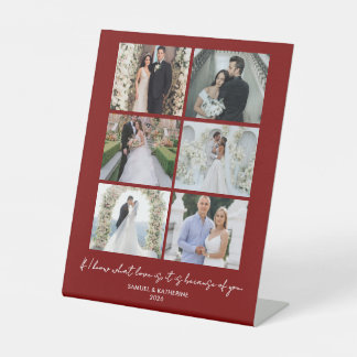 Modern Romantic 6 Photo Collage Valentine’s Day Pedestal Sign