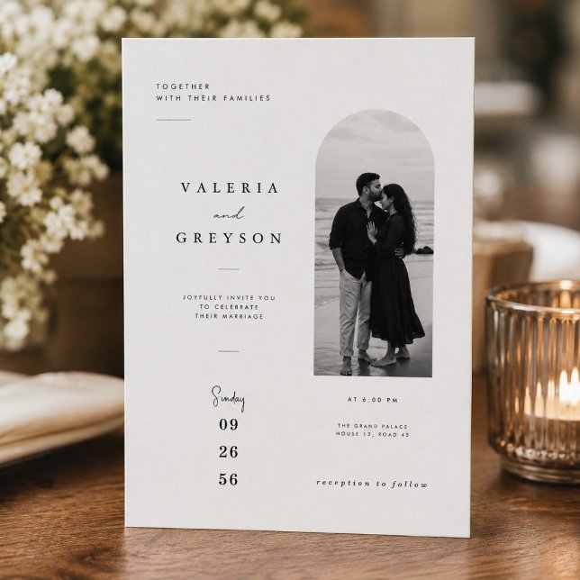 Modern Romantic Arch Wedding Invitation . (Creator Uploaded)