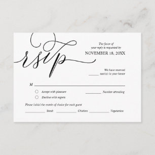 Modern Romantic Black Calligraphy ,Wedding RSVP Enclosure Card