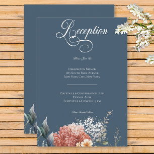 Modern Romantic Blue Garden Floral Reception Enclosure Card