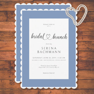 Modern Romantic Blue & White Bridal Brunch Invitation