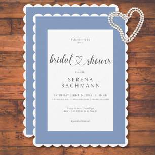 Modern Romantic Blue & White Bridal Shower Invitation