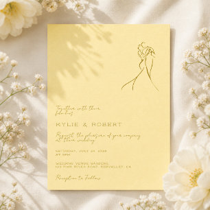 Modern Romantic Butter Yellow Wedding Invitation