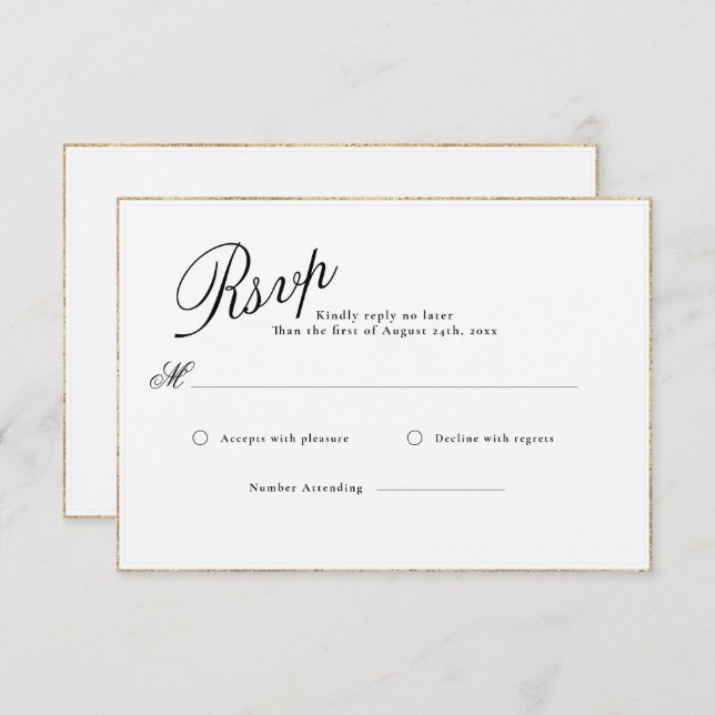  MODERN & ROMANTIC CALLIGRAPHY WEDDING RSVP CARD (Front/Back)