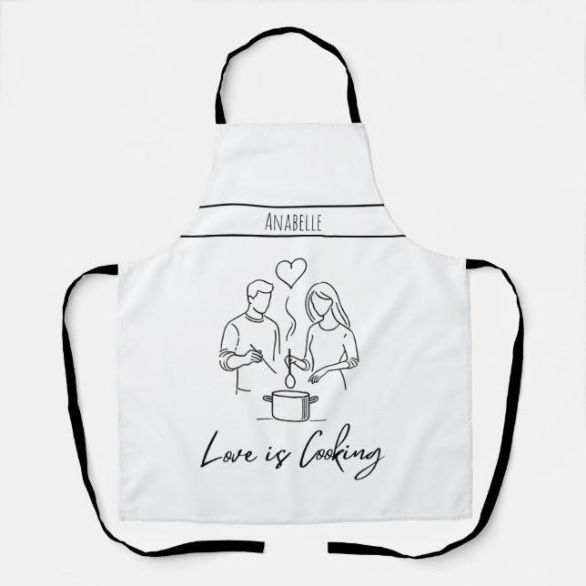 Modern Romantic Cooking is Love Apron (Front)
