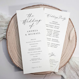 Modern Romantic Delicate Elegant Wedding Program