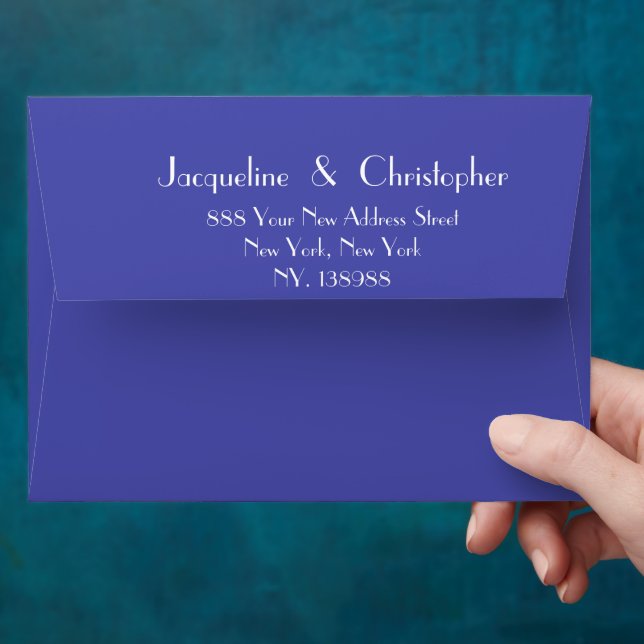 Modern Romantic Elegant Blue Wedding Invitation Envelope (Hand)