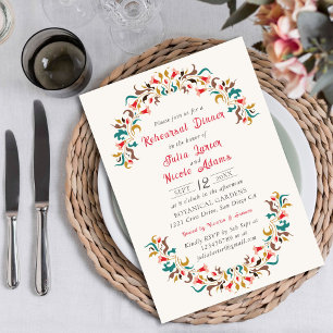 Modern Romantic Elegant Floral Rehearsal Dinner Invitation