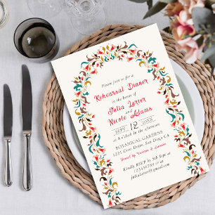 Modern Romantic Elegant Floral Rehearsal Dinner Invitation