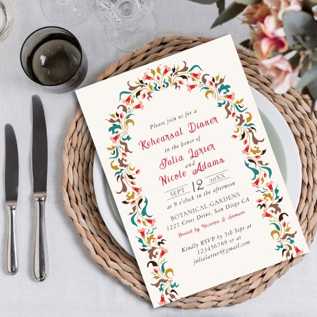 Modern Romantic Elegant Floral Rehearsal Dinner Invitation (Creator Uploaded)