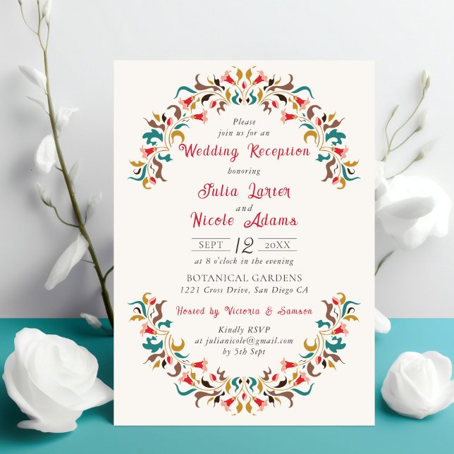 Modern Romantic Elegant Floral Wedding Reception Invitation (Creator Uploaded)
