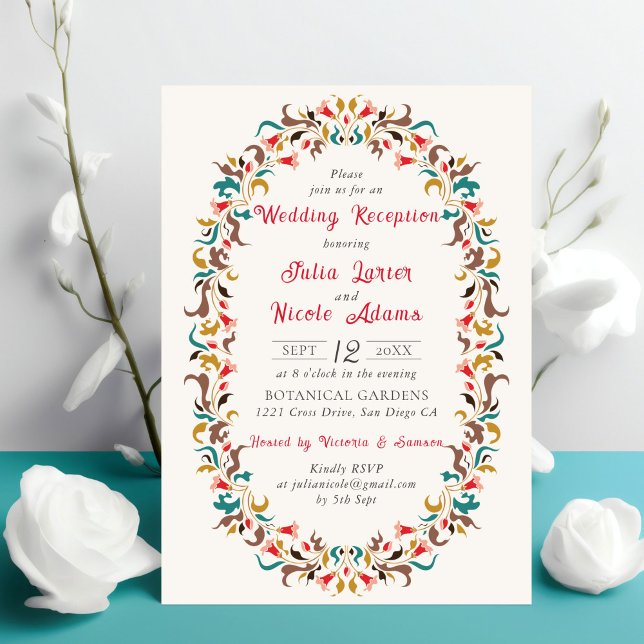 Modern Romantic Elegant Floral Wedding Reception Invitation (Creator Uploaded)