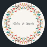 Modern Romantic Elegant Floral Wreath Wedding Classic Round Sticker<br><div class="desc">Beautiful Invitation to celebrate Special occasions and festivals comes with digital and E-invitation as per your request. We would love to replicate our designs to make multiple products like rsvp cards, labels envelopes, and more. Customisation is available for ready to print on request at info@shamaurcreatif@gmail.com. Look Forward to hearing from...</div>