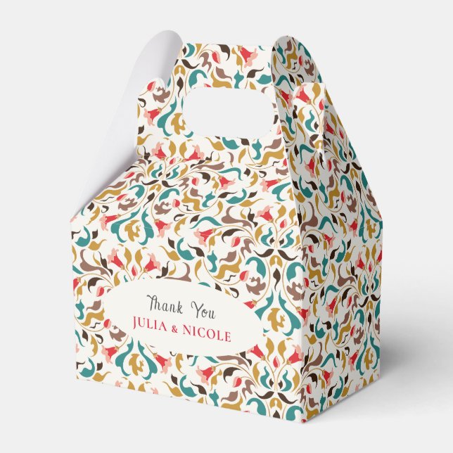 Modern Romantic Elegant Floral Wreath Wedding Favour Box (Front Side)