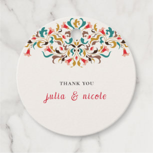Modern Romantic Elegant Floral Wreath Wedding Favour Tags